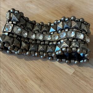 Vintage Stretch Studded Bracelet with Rhinestones